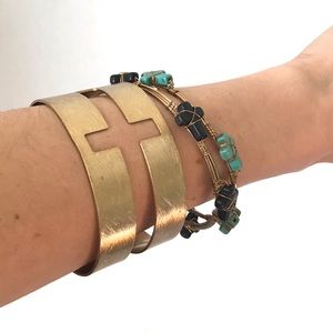 Set of 3 • bangles bracelets • cross wire wrapped